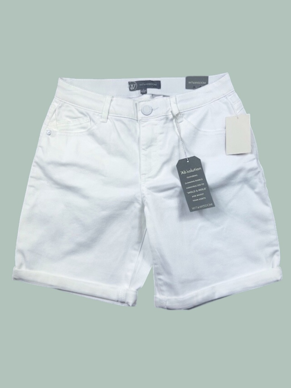 Wit & Wisdom Ab'solution Nordstrom White Denim Bermuda Shorts Cuffed Size 2 XS